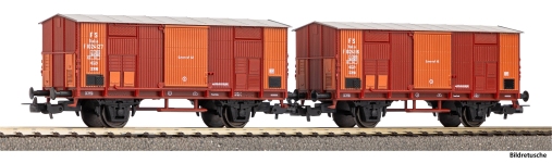PIKO 28328 - H0 - 2-tlg. Set Gedeckte Güterwagen, FS, Ep. III